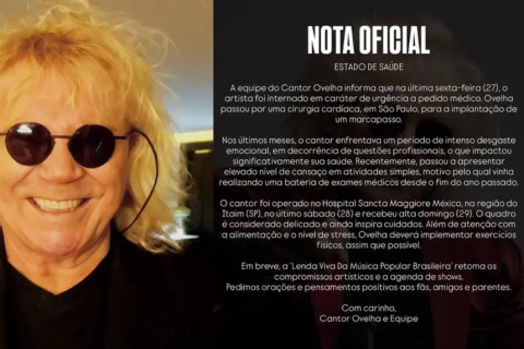Cantor Ovelha é internado em ‘caráter de urgência’ e passa por cirurgia cardíaca