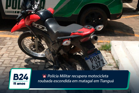 MOTOCICLETA ROUBADA É RECUPERADA PELA POLÍCIA MILITAR EM TIANGUÁ