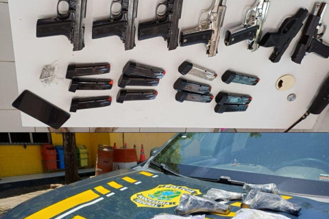 PASSAGEIRO NATURAL DE UBAJARA É PRESO TRANSPORTANDO 7 PISTOLAS E 12 CARREGADORES NA BR 222